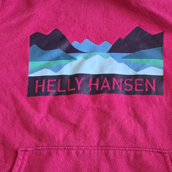 Helly Hansen Hoodie Womens M Fuchsia Pink Graphic Print Kanga Pocket LS Outdoor - Picture 10 of 14